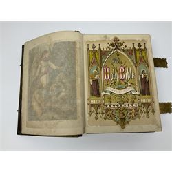 Large leather bound illustrated Holy Bible 'Brown's Self-Interpreting Family Bible, containing the old & new testaments' by the late Rev. John Brown