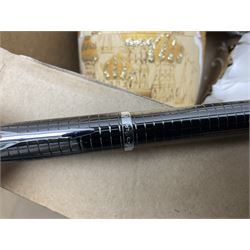 Sylvac green seated dog, together with pair Wade Heath vases, wall charger and other collectables, in two boxes  