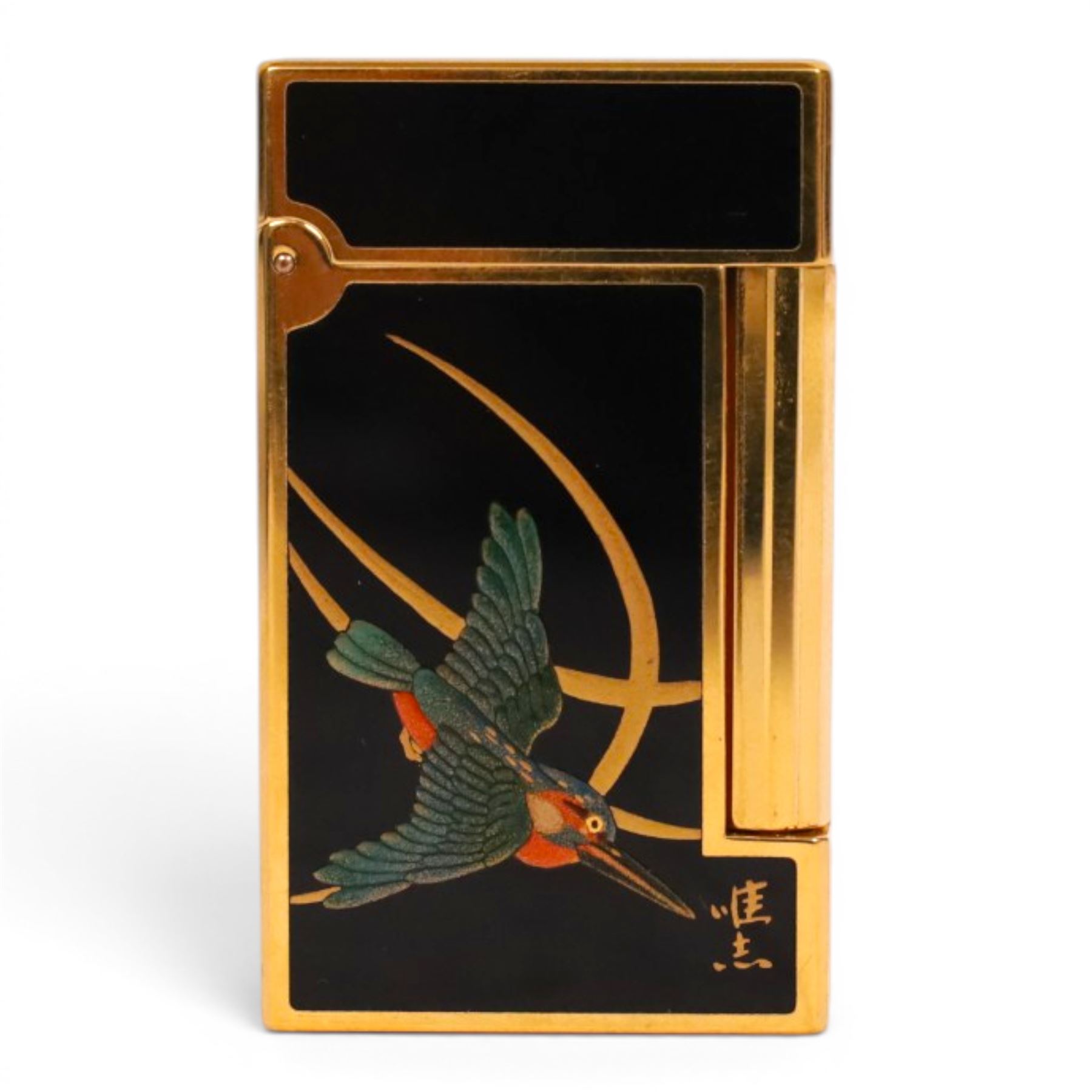S J Dupont - Kawasemi, by artist Tadashi Inami, the Kingfisher Maki-E lighter with serial number 19CJN97, in the original presentation box