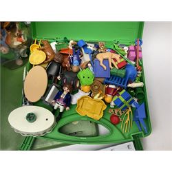 Quantity of loose Playmobil figures, playset parts and accessories, with small amount of Britains Ltd figures etc, in two boxes 