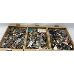 Quantity of costume jewellery including bracelets, bangles, necklaces, earrings etc, in three boxes