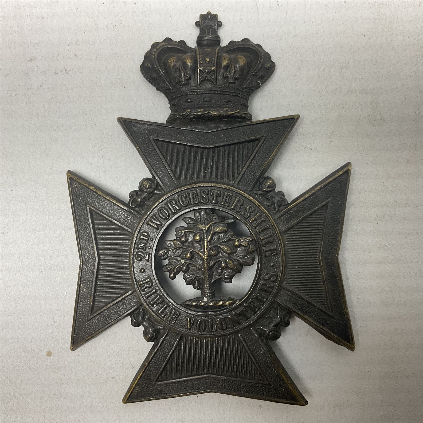 British helmet plate for 2nd Worcestershire Rifle Volunteers
