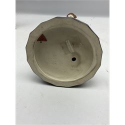 Royal Dux Art Deco figure group of Turkish dancing girl with a young boy beside her holding a casket, decorated with gilding, raised upon scalloped edge plinth base, with applied pink triangle and impressed 2948 beneath