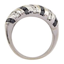 18ct white gold round brilliant cut black and white diamond rubover set ring