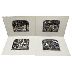 Graham Clarke (British 1941-): 'T-4-2' 'Hovis' 'OXO OXO' and 'Nice Stuff', set of four limited edition hand coloured etchings signed titled and numbered in pencil 13.5cm x 17cm (unframed) (4)