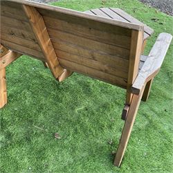 Wooden garden bench and matching coffee table - THIS LOT IS TO BE COLLECTED BY APPOINTMENT FROM DUGGLEBY STORAGE, GREAT HILL, EASTFIELD, SCARBOROUGH, YO11 3TX