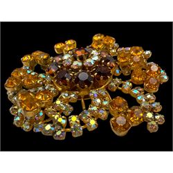 Four pairs of 9ct gold stud earrings, silver stone set stud earrings and a collection of costume jewellery brooches and bead necklaces