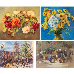 Mary Goudie Simpson (British 1869-1934): 'Vegetable Stall - Bruges', gouache signed, title...
