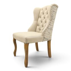 Set of six contemporary button back wingback dining chairs