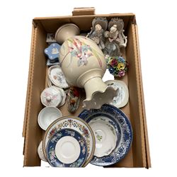 Collection of ceramics, including Wedgwood Jasperware, vases, tea services etc in five boxes 