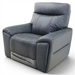 Roseland Furniture - 'Deana' electric recliner armchair, upholstered in blue leather