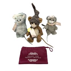 Three limited edition Charlie Bears, comprising Clockwork 168/1200, Pearl Grey 172/600, and Garter 195/600, each designed by Isabelle Lee, from the Minimo Collection, all with tags 