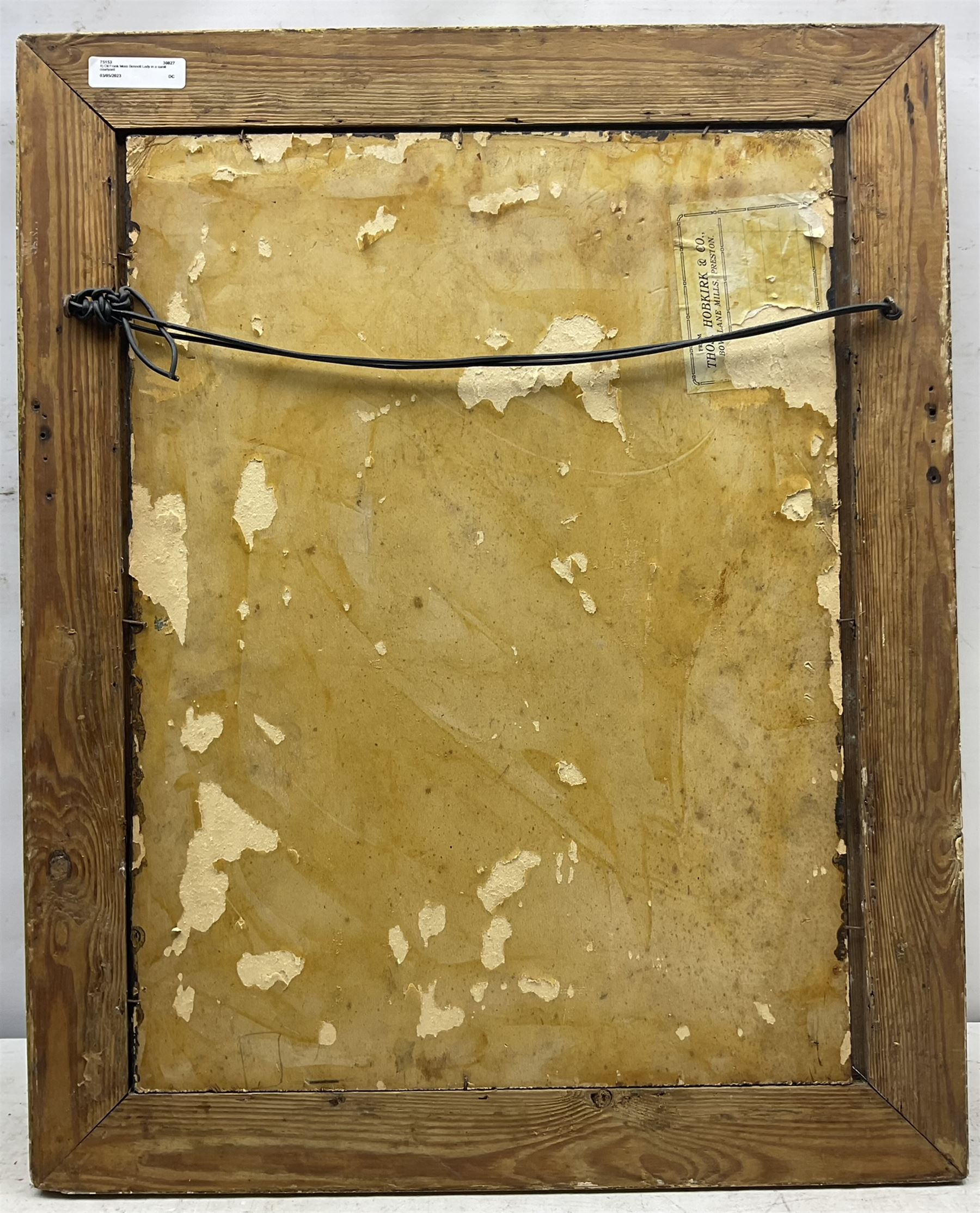 Frank Moss Bennett (British 1874-1952): Lady in a Sunlit Courtyard, oil on board unsigned 52cm x 39cm