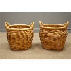  Pair wicker baskets with carrying handles, W50cm, H42cm  