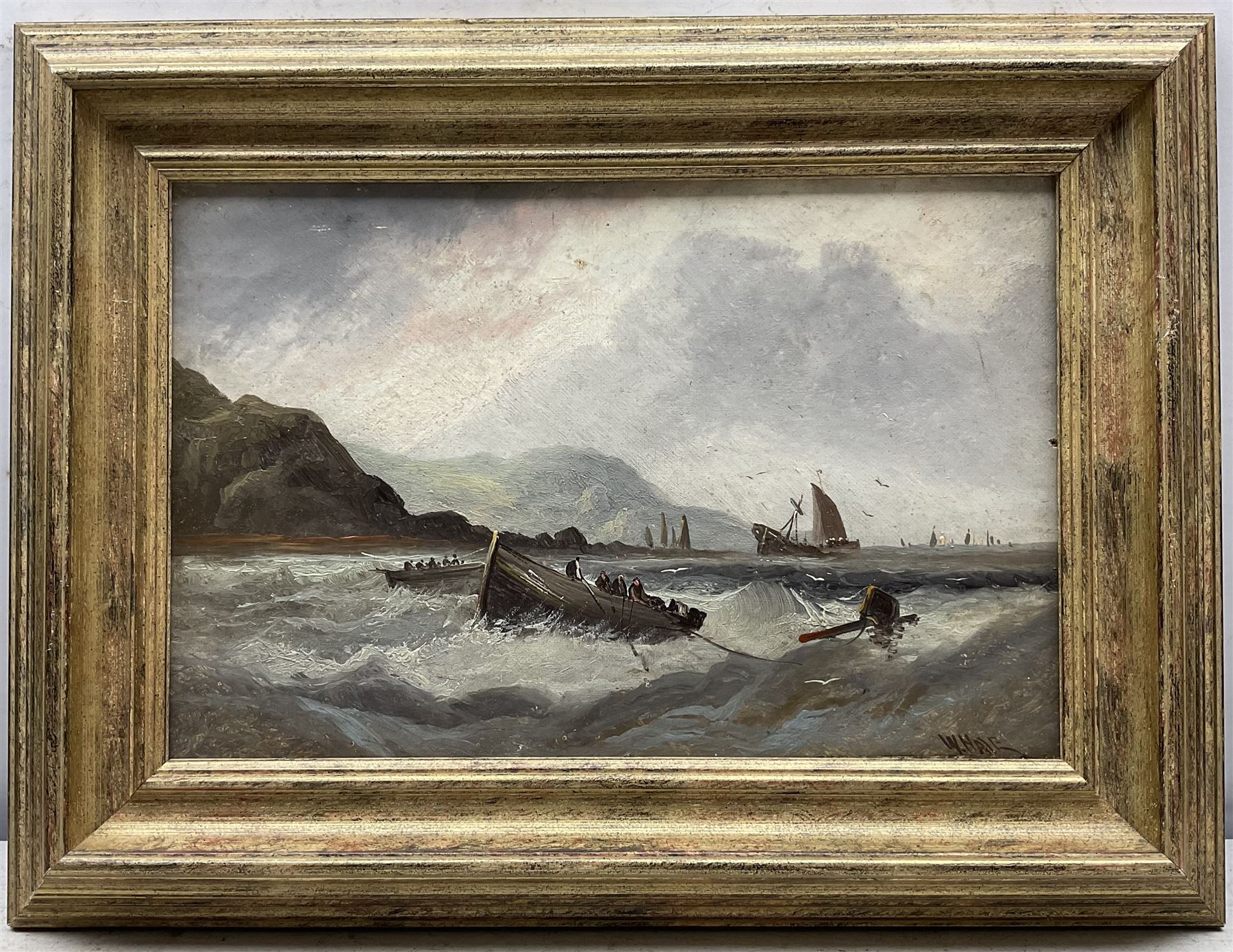 William Matthew Hale (British 1837-1929): Shipping off the Coast, pair oils on canvas signed 19cm x 29cm (2)