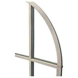 Contemporary arched overmantel mirror, segmented into twelve sections set within a white painted metal frame