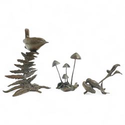 Michael Simpson (British Contemporary): Perching Parakeets and Sprouting Mushrooms, two li...