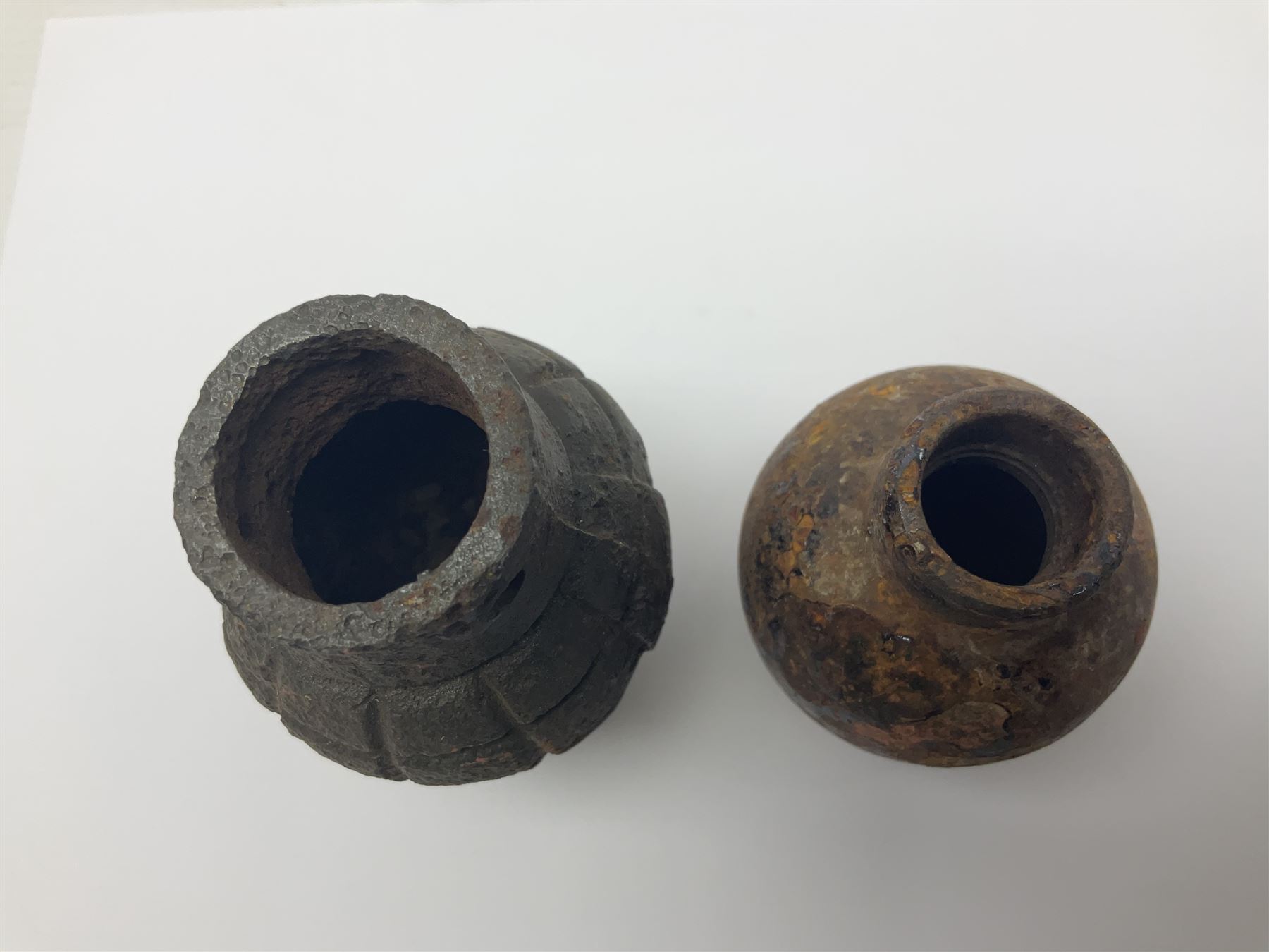 Two inert WWII French hand grenades (cases only)