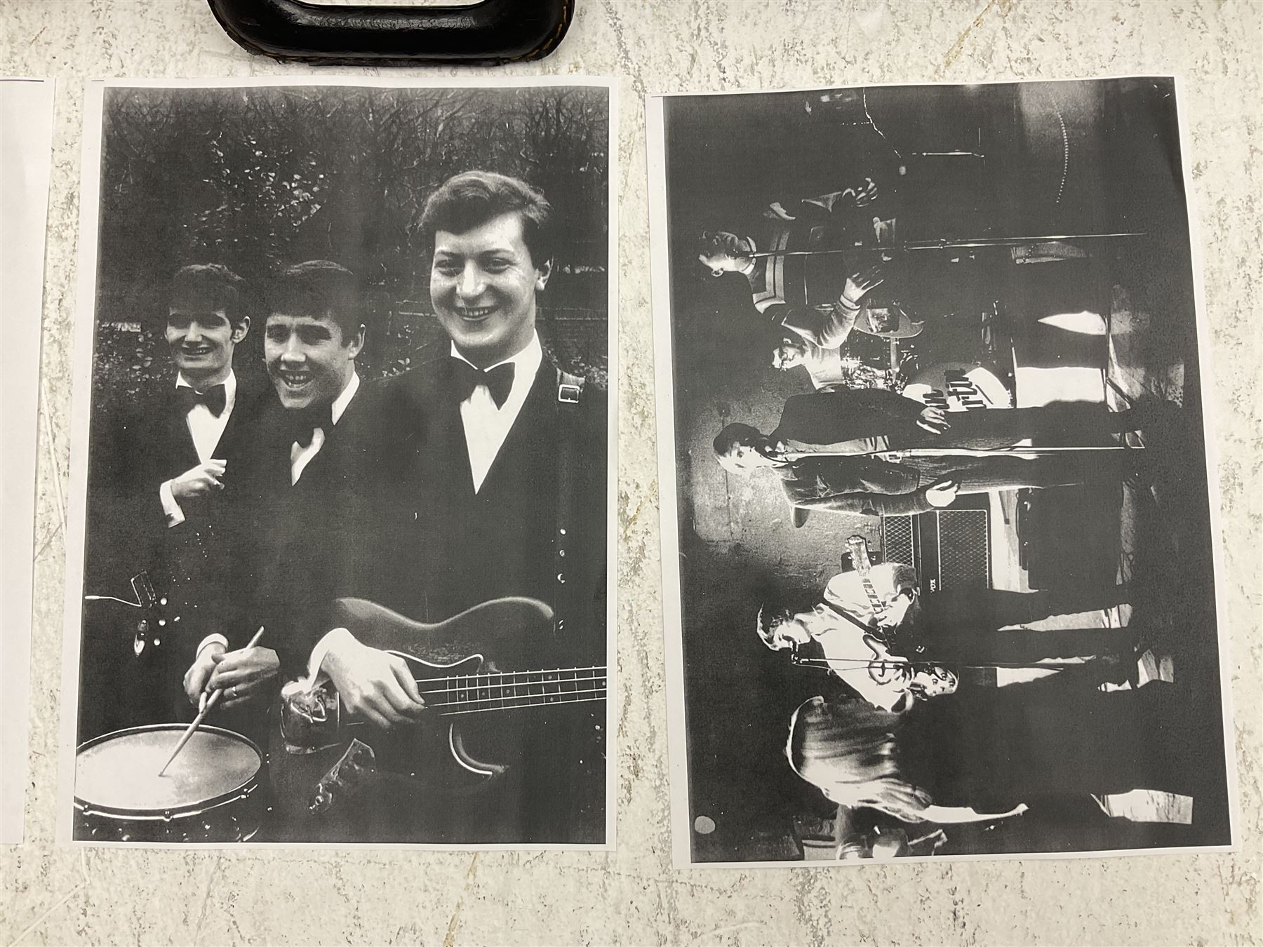 1963 Fender Jazz three-knob bass guitar; impressed with date code 7AUG63A on end of neck and serial no.L08587 on back plate; all original but re-finished in white in the 1970s; sold with photographs of the instrument in the 1960s with original finish and in the 1970s re-finished; L117.5cm; in original hard carrying case; Provenance: the professional guitar of Howard Livett from new to his death in 2005. Howard played in The Humperdincks, the backing group for Englebert Humperdinck, also played in the backing group for Max Bygraves and in the band Hedgehoppers Anonymous. The guitar is also sold with a manuscript letter of provenance from Howard's wife.