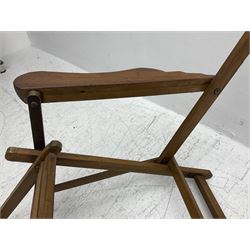 19th century folding brass mounted teak steamer chair 