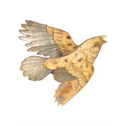 Meiji period (1868–1912), signed Shibayama carved hardwood lacquer panel inlaid with mother-of-pearl and ivory, decorated in high relief and inlaid, depicting two birds of prey with locked talons and beaks on leafy tree branch, signature in lower right corner, in original frame. This item has been registered for sale under section 10 of the APHA Ivory Act