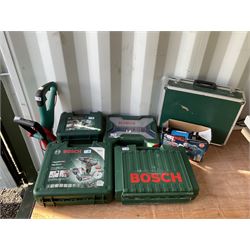 Hand tools to include, drills, mutli-saw, work bench mini grinder, and accessories. - THIS LOT IS TO BE COLLECTED BY APPOINTMENT FROM DUGGLEBY STORAGE, GREAT HILL, EASTFIELD, SCARBOROUGH, YO11 3TX