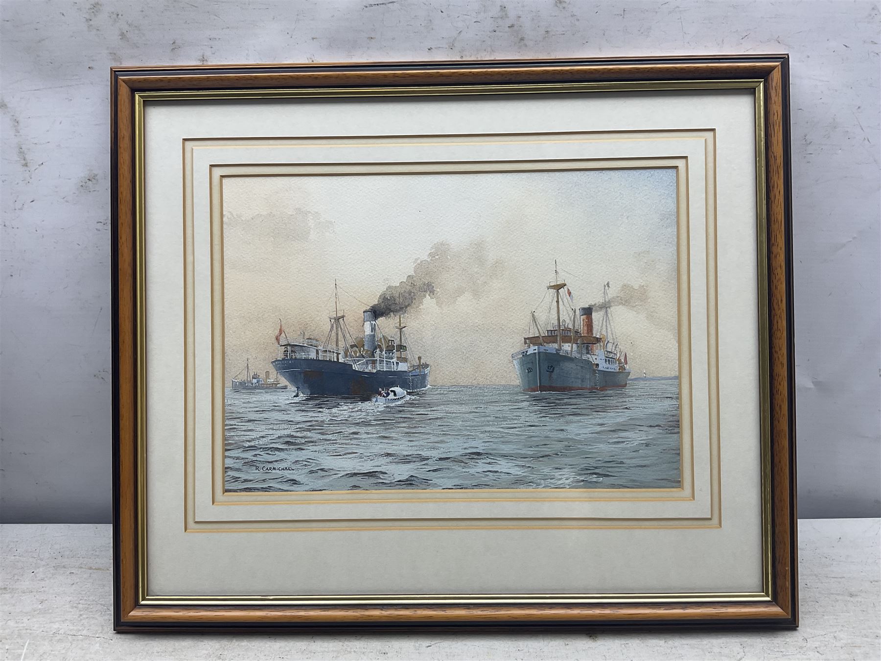 Roy Carmichael (Northern British fl.1970-1985): 'Shipping the Pilot off the Humber', watercolour signed, titled verso 22cm x 32cm
Provenance: Carmichael was a Humber Pilot