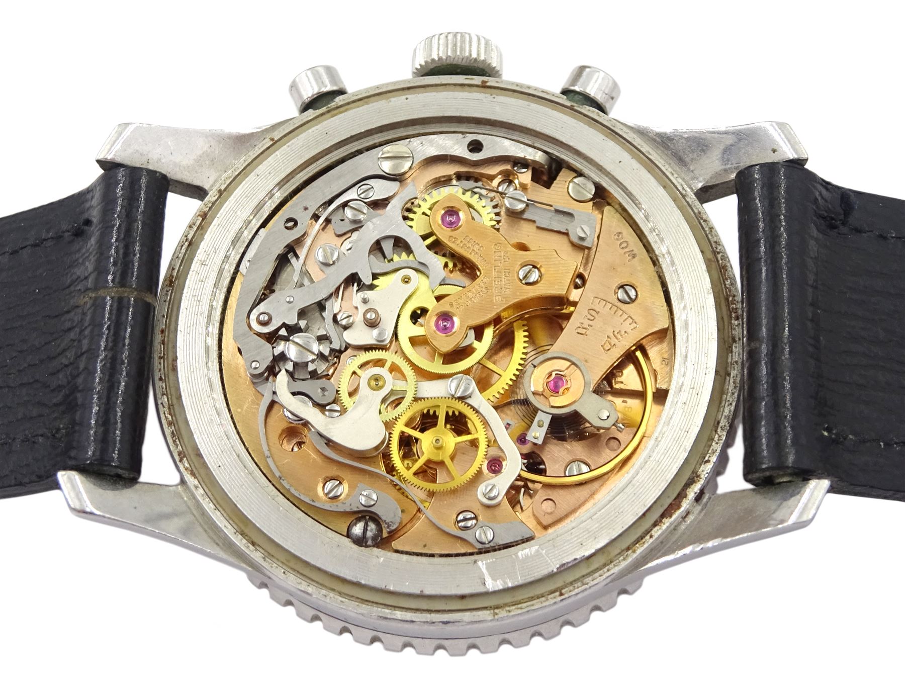  Breitling Navitimer chronograph manual wind wristwatch, circa 1966, Ref. 806, Cal. 178, 17 jewel movement, serial No. 1065522, on black leather strap