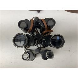 Eight cased pairs of binoculars, to include Zenith 10x50 field binoculars, Prinz 16x50, Prinzlux 10x50, Aquilus 10x35, etc, and a further binocular case