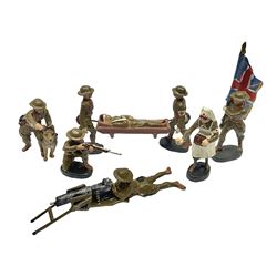 Eight Elastolin British soldiers and war