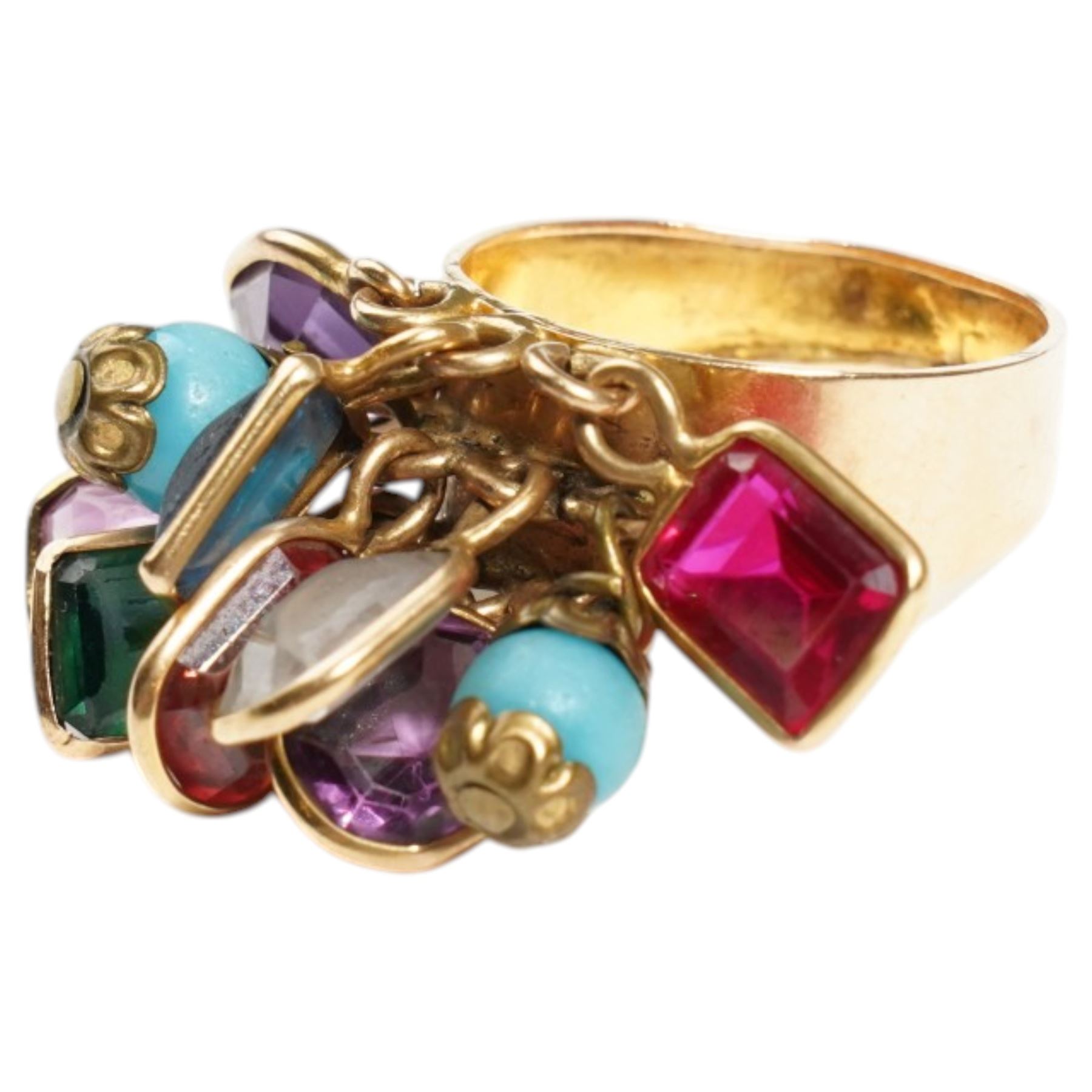18ct gold synthetic stone multicoloured stone set ring