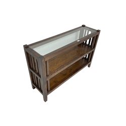 Laura Ashley - Garrat 'Henley' rectangular console table, glass top over two under tiers with slatted sides