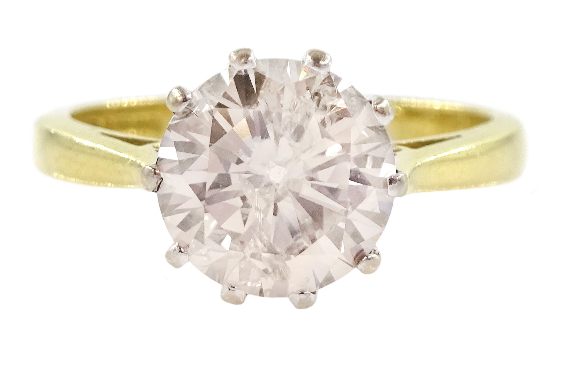 18ct gold single stone round brilliant cut diamond ring, Birmingham 1994, diamond approx 1.90 carat