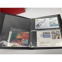 Various Royal Mail PHQ cards, first day covers, World stamps including Poland, Uruguay, Pakistan etc, housed in sixteen albums / folders, in one box