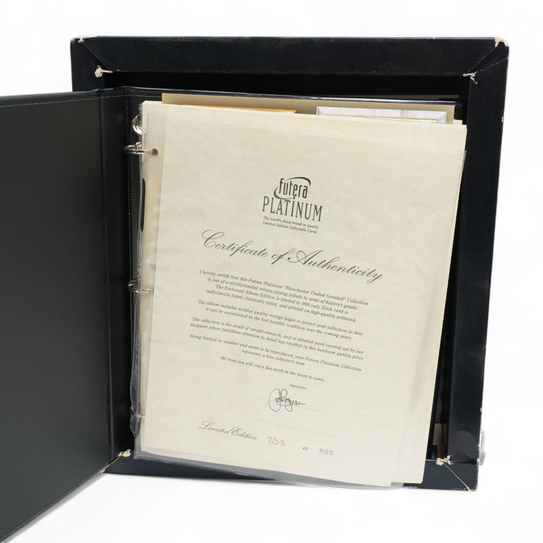 Two Futera Platinum Manchester United collections 'The Treble' 1999 and 'The Greatest'