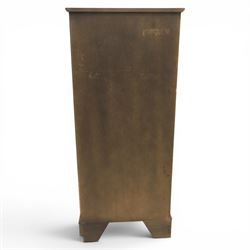 Georgian design yew wood pedestal chest, fitted with seven drawers and slide, brass drop handles