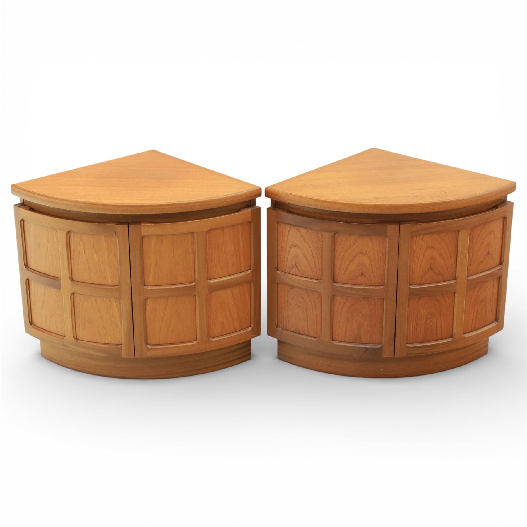 Nathan - 'Squares' pair of small corner cabinets, with square panelled cabinet doors