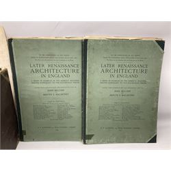 Belcher & Macartney: 'Later Renaissance Architecture in England', london Batsford, in six parts of loose folio form including plates and photographs, Twelve volumes of The Wren Society architectural books, and other architectural books and folios  