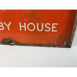 Danger High Voltage, Standby House enamel sign, with white lettering on red ground, H38cm W60.5cm
