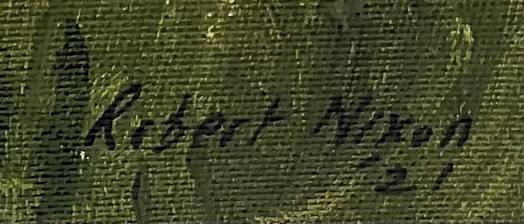 Robert Nixon (British 1955-): Southern Railway local train passing a Bedford OB Coach in the 1940's, oil on canvas board signed and dated '21, 45cm x61cm