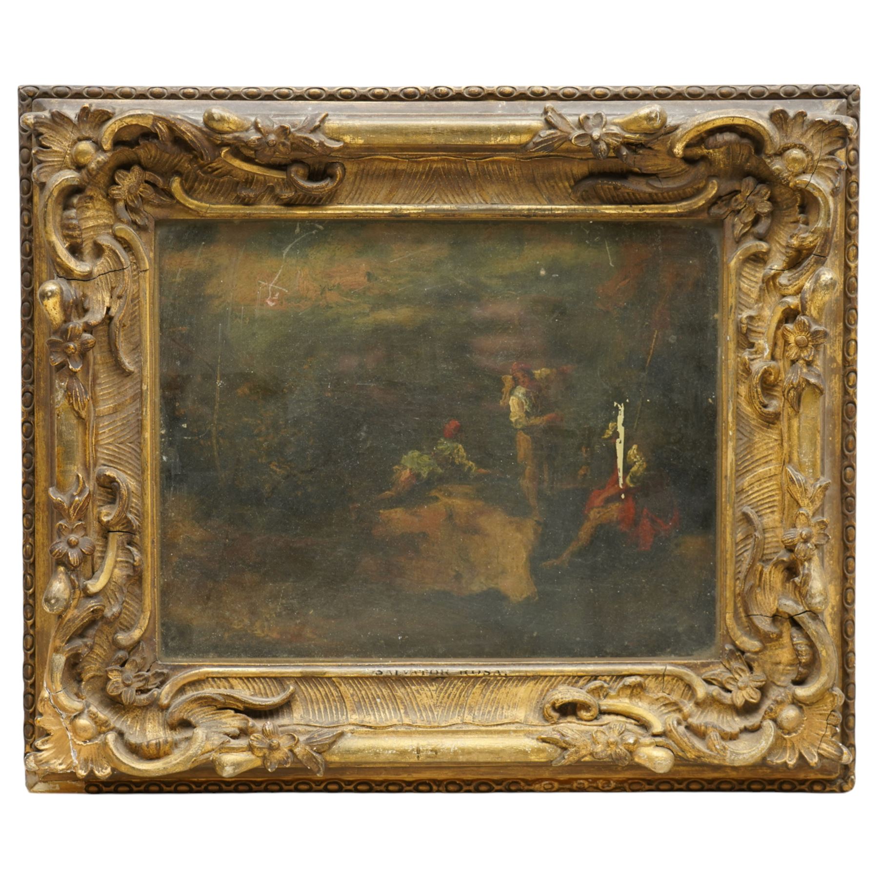 Follower of Salvator Rosa (Italian 1615-1673): The Lost Centurion, 18th century oil on canvas unsigned, attributed on the frame 24cm x 30cm