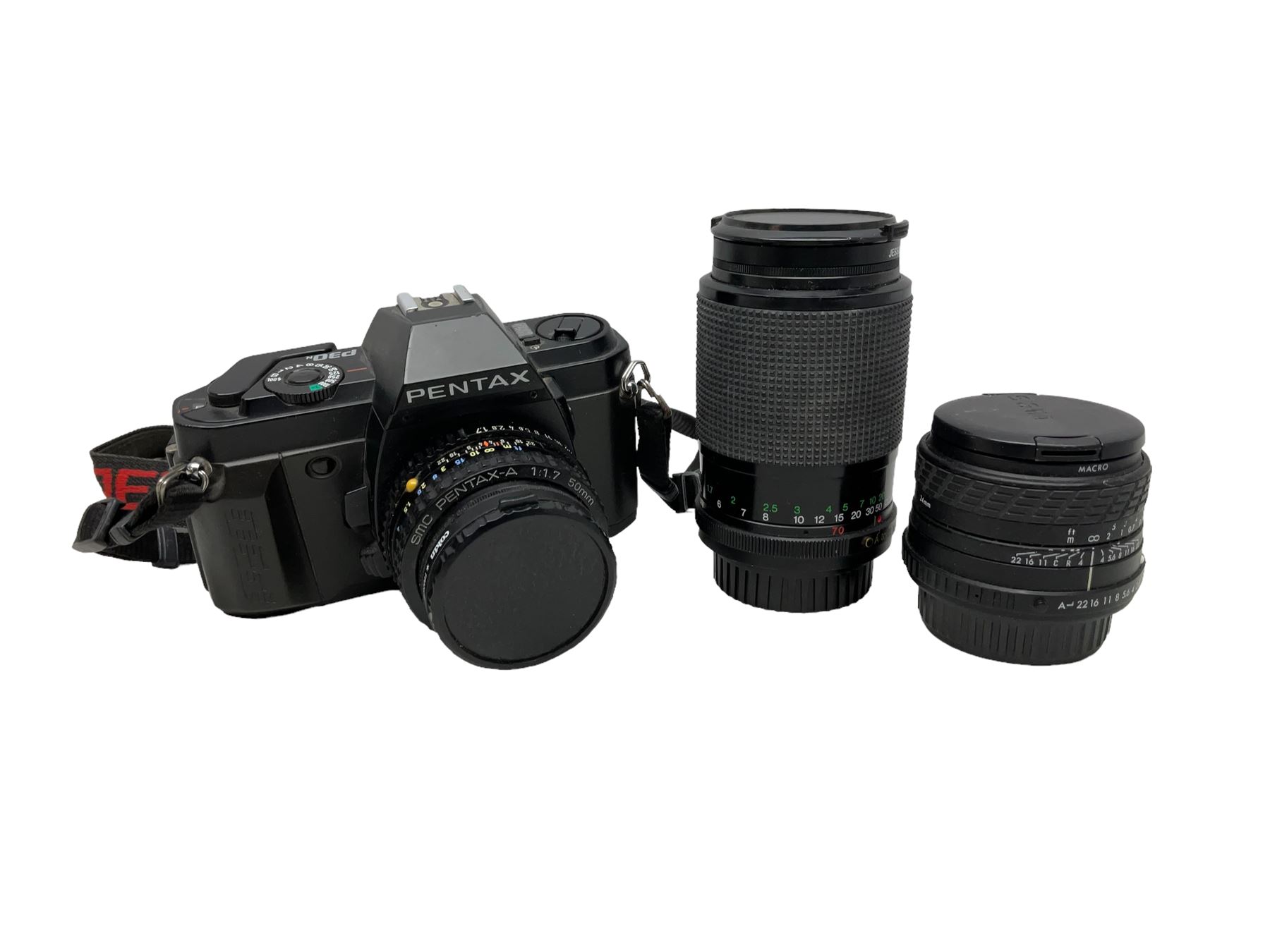 Pentax P30 SLR camera with SMC Pentax-A 1:1.7 50mm lens, Sigma Super-Wide II 1:2,8 lens and Vivitar 70-210mm lens