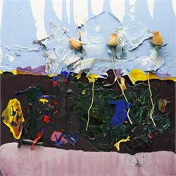 Gillian Ross Kelsey (British 1935-2025): 'Three Tulips', mixed media on board, signed and ...