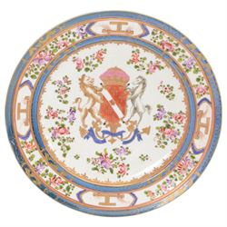 Six armorial collectors plates, including three Samson examples 