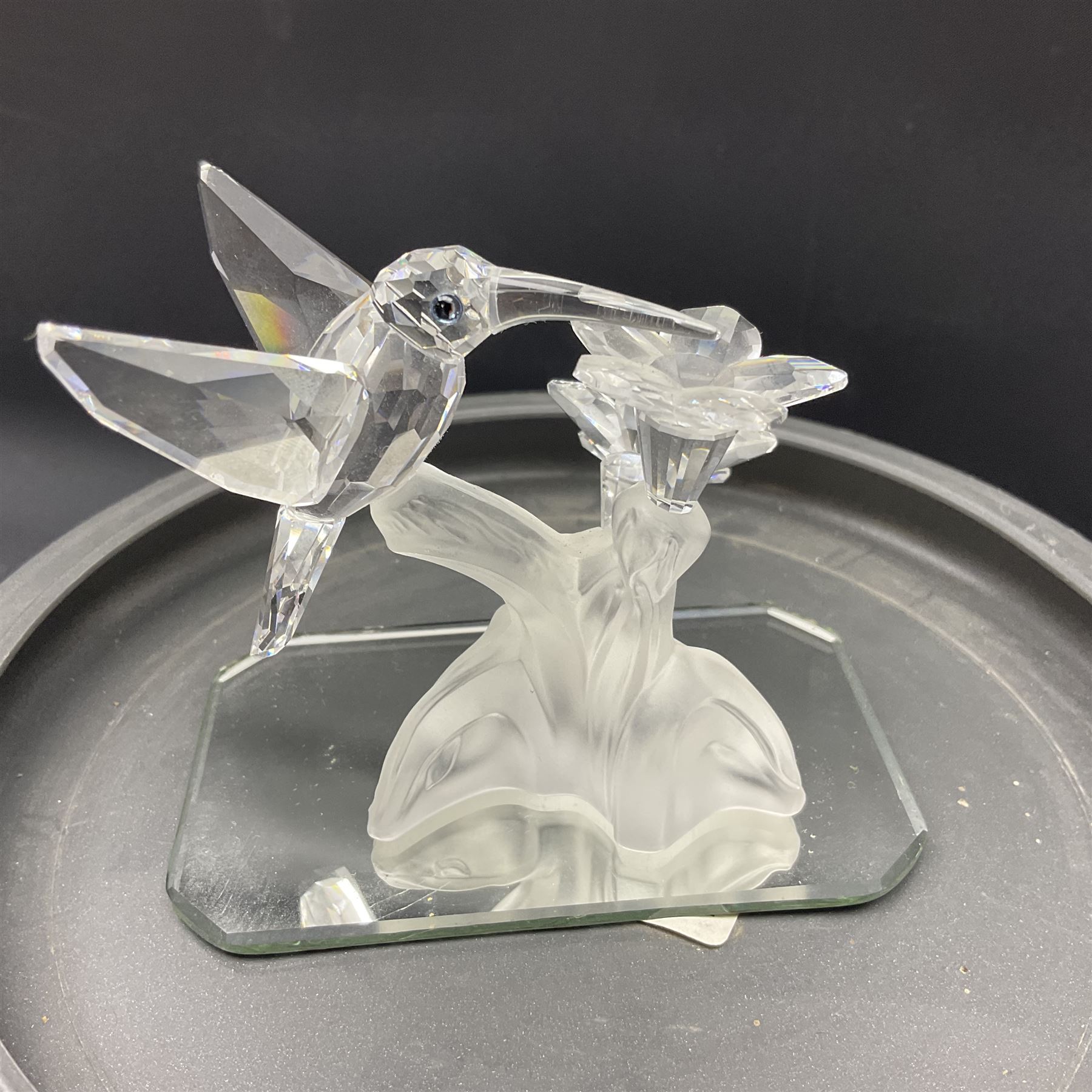 Five Swarovski Crystal figures, comprising giraffe, deer, hummingbird, rose and rearing horse, all with original boxes 