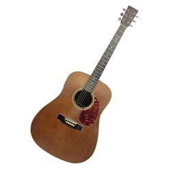  Tanglewood semi-acoustic guitar with Fishman preamp, mahogany back and solid cedar top L103cm; and a Rockbag electric guitar soft carrying case (2)