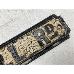 Victorian cast iron and painted 'Bardwell Rd' street sign L98cm