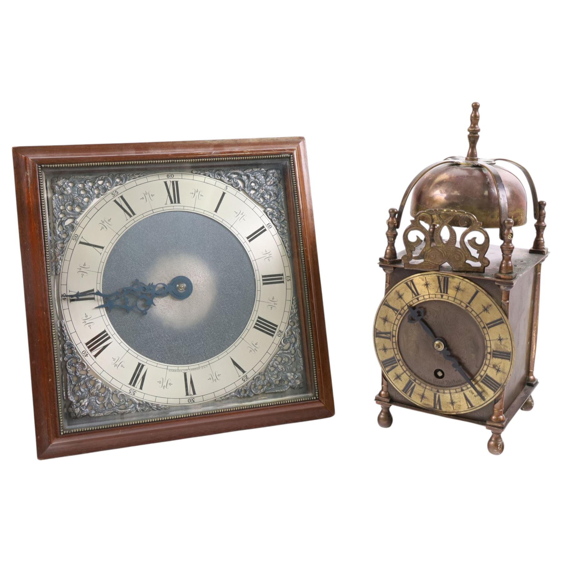 Early 20th century Smiths brass lantern clock, together with serval other mantel clocks