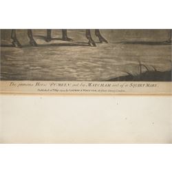 John June (British fl.1740-1770) after Francis Sartorius (British 1734-1804): 'The Famous Horse Pumkin', etching p.1794 unsigned 25cm x 35cm; John Harris Jr. (British 1791-1873) after Major General Walter Fane (British 1828-1885): 'Portraits - 2nd Punjab Cavalry', hand-coloured etching p.1856 unsigned 26.5cm x 35cm (2)