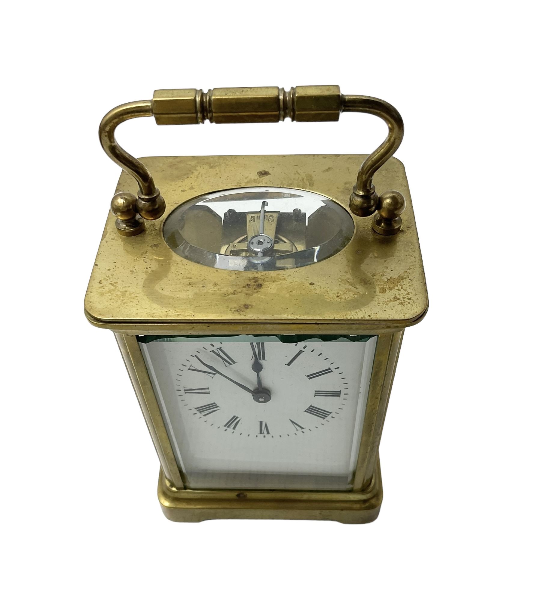 French - 19th century 8-day timepiece carriage clock with carrying case. Cylinder escapement.